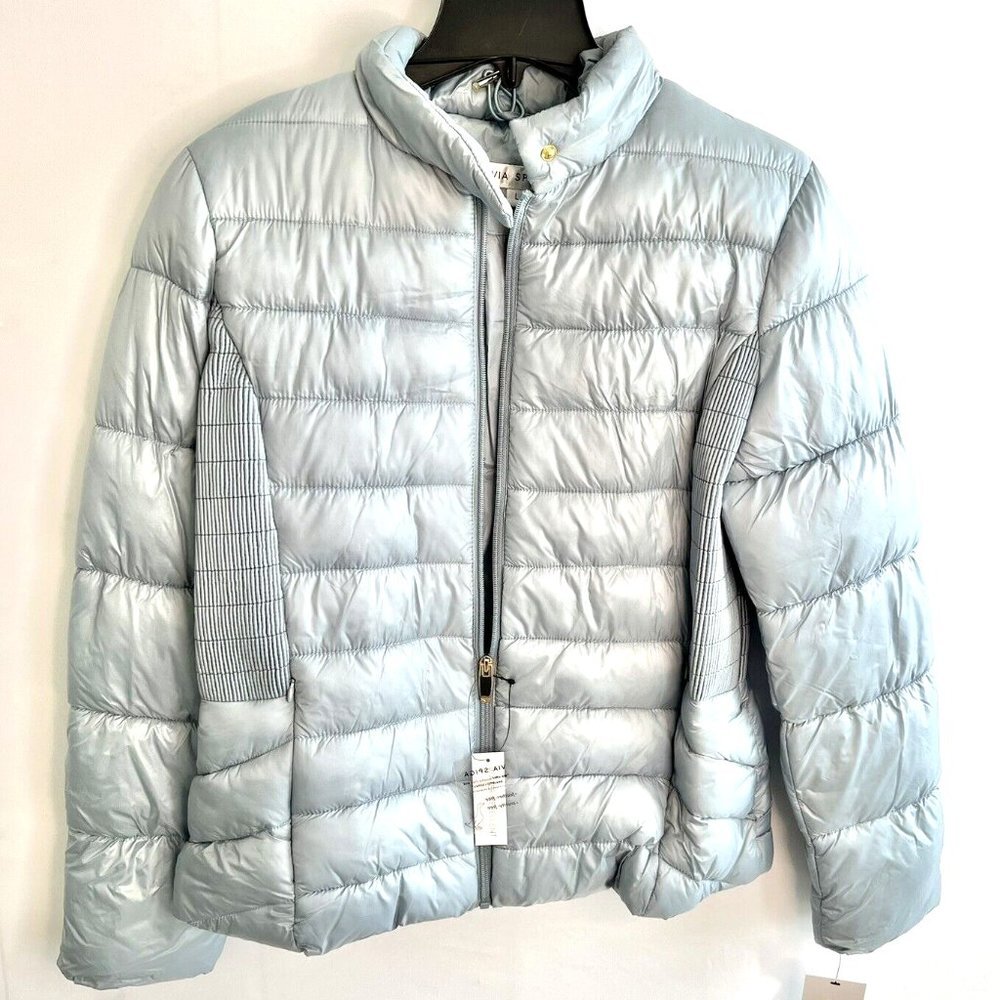 Via Spiga Women’s Blue Quilted Coat Large
